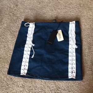 Denim lace up mini skirt